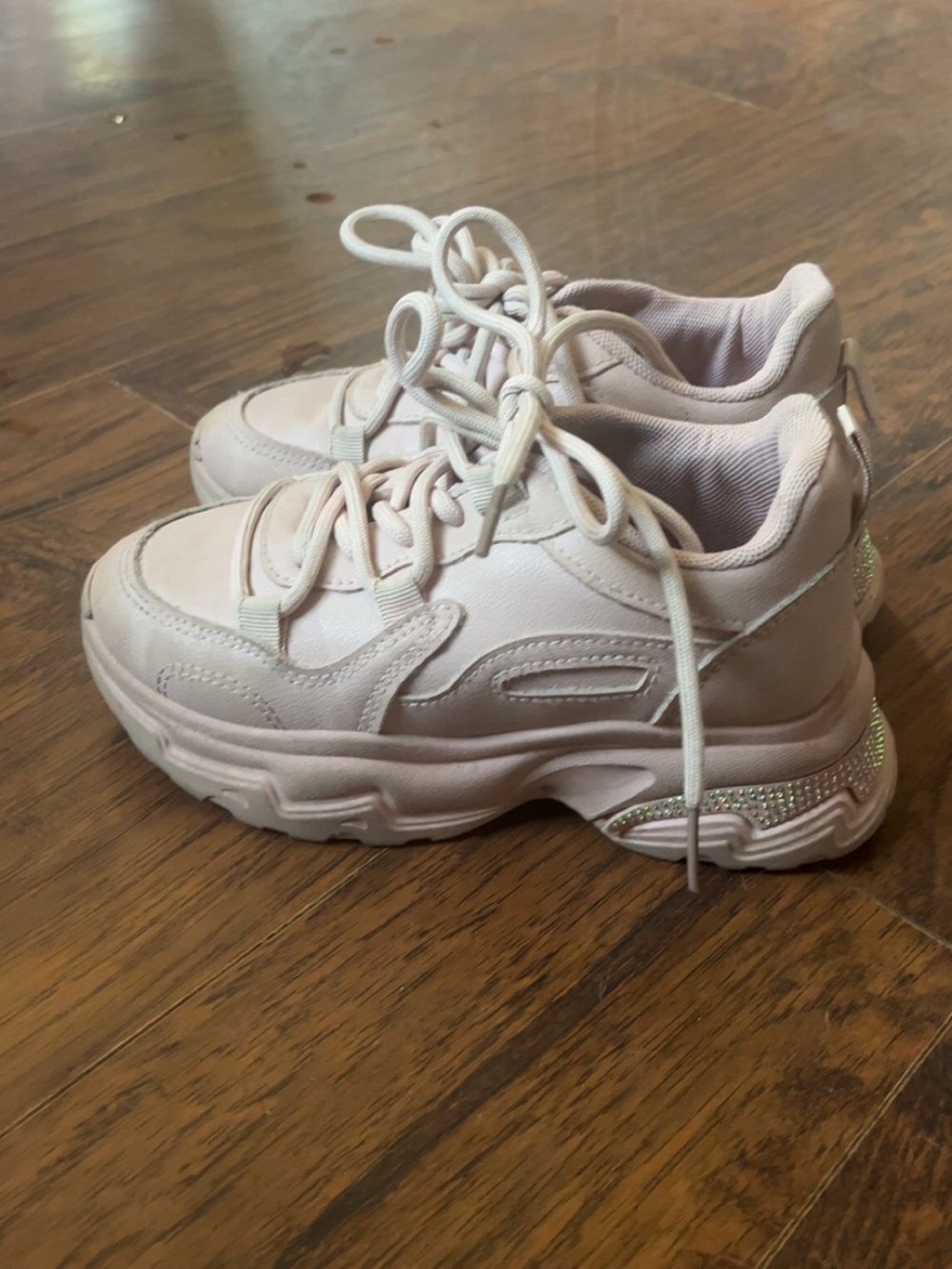 Chunky Platform Sneakers in Light Blush Pink